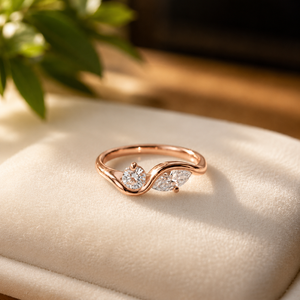 Bague de fiançailles en argent sterling 925 avec deux pierres en moissanite certifiée GRA, taille brillant rond et taille marquise - Product Image 2