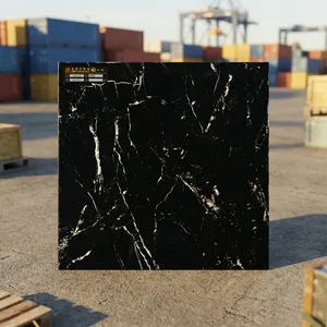 Carrelage en porcelaine noire 600x600 600x1200mm brillant imitation pierre pour murs et sols intérieurs de salle de bain - Product Image 4