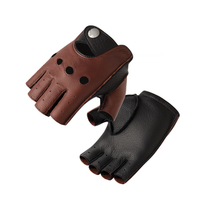 <b>Half</b> Finger Leather Racing Gloves Yellow Black Button Closure Unisex Cycling Riding Non <b>Slip</b> Universal Fit - Product Image 2