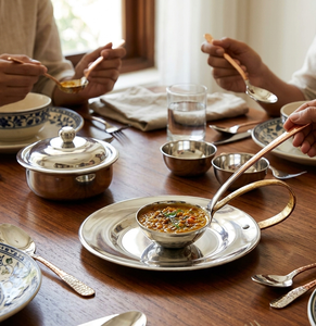 Meilleure Vente : Assiettes à Salade et Soupe Réutilisables de Luxe en Laiton, Cuivre et Acier, Écologiques, 100 Pièces, Vaisselle pour la Maison, l'Hôtel et les Fêtes - Product Image 1
