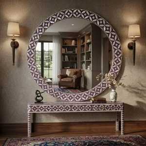 Cadre de miroir décoratif unique en os incrusté, qualité supérieure, fait main, pour les intérieurs de bureaux, hôtels et restaurants, au prix de gros - Product Image 6
