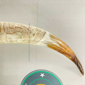 Nuevo superventas buey búfalo tallado a mano vikingo Medieval respetuoso con el medio ambiente estilo Animal beber cuerno soportes de hierro cuernos naturales cerveza - Product Image 1