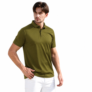 Polo de Manga Corta para Hombre, Color Verde Oliva, de Alta Calidad, 100% Algodón, Secado Rápido, Tejido de Punto, Color Sólido, Estilo Casual - Product Image 1