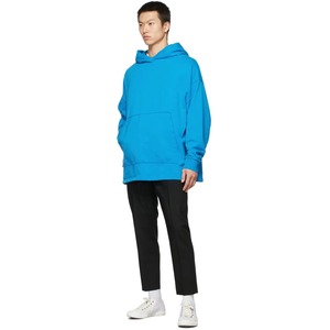 Sudadera con Capucha Azul Extra Grande para Hombre, Color Sólido, Algodón French Terry, Manga Larga, con Bolsillo, Transpirable, para Otoño - Product Image 6