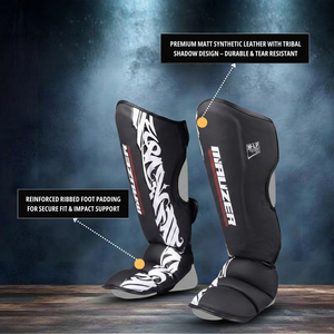 Protège-tibias professionnels en cuir PU pour MMA, Kickboxing, Muay Thai, avec rembourrage multicouche et sangle réglable pour adulte - Product Image 3
