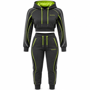 Ensemble deux pièces pour femmes, sweat-shirt et pantalon de survêtement décontracté, nouvelle mode européenne de haute qualité, style streetwear uni, respirant - Product Image 6