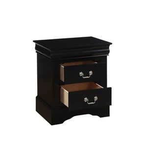 Comodino in Legno Stile Luigi Filippo con Finitura Nera, Mobile Tradizionale per Camera da Letto con Due Cassetti per lo Stoccaggio - Product Image 3