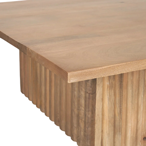 Table basse en bois de manguier massif, design cannelé, finition mate naturelle, style moderne, pour la maison, le bureau ou le salon - Product Image 5