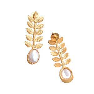 Pendientes de Latón de Moda al por Mayor, Perla Genuina, Cristal Curativo, Chapado en Oro de Alto Pulido, Hipoalergénicos, Seguros de Usar, Venta al por Mayor - Product Image 2