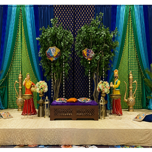 Décor de scène Sangeet de Style traditionnel avec Statues Statue Punjabi Mariage Mehndi Stage Deco Designer Punjabi Theme Mehndi Stage - Product Image 1