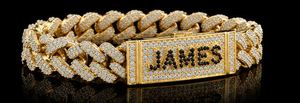 Orelia Iuxe Custom <b>Name</b> Cuban Link Hip Hop Style Moissanite Rhodium Plated 925 Silver <b>Chain</b> Statement Engagement Gift Bracelet - Product Image 4