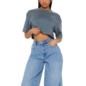 Camiseta Corta de Verano de Alta Calidad, Ecológica, 100% Algodón, para Mujer, Talla Grande, Lisa, Informal, de Manga Corta, de Secado Rápido y Transpirable - Product Image 1
