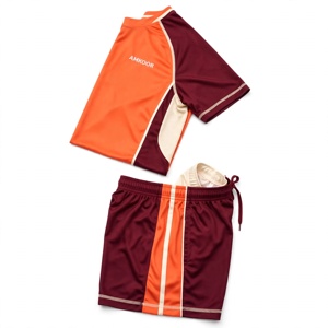 Ensemble de maillots de volley-ball unisexe AMKOOR orange et bordeaux, imprimé par sublimation, en polyester respirant, uniforme adulte, détection par aiguille - Product Image 6