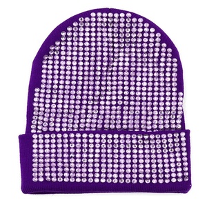 New Arrival Rhinestone Beanie <b>Hat</b> for Women Sparkly Crystal Knit Winter <b>Cap</b> Fashion Bling Beanie Low MOQ Wholesale Supplier - Product Image 5
