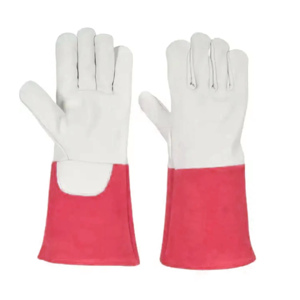 Premium Quality White With Blue Cuff Cow Hide Leather Welder Work <b>Gloves</b> Heat Resistant Tig Welding <b>Gloves</b> With Custom Logo - Product Image 5