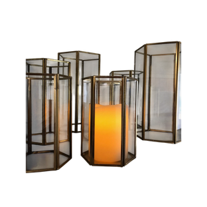 <b>Brass</b> <b>Lantern</b> Glass Cylinder Heat Resistant Home Decoration Metal Candle Holder Metal Glass Votives Candle Holder - Product Image 1