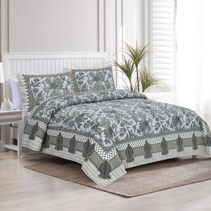 Parure de lit simple personnalisable Satrangee, imprimée à la main, 100 % coton de qualité, motif floral, 3 pièces, 200 fils/cm², 40 fils/cm², toutes saisons - Product Image 1