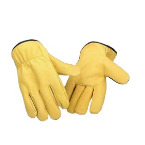 Gants de travail en cuir de chèvre bon marché pour hommes, épaisseur de 11 oz, poignet élastique, antidérapants, durables, gants de sécurité pour la construction - Product Image 3