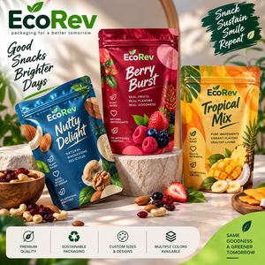Pochette EcoRev refermable avec fermeture éclair, imprimée en sérigraphie avec un motif de lion, personnalisable, emballage alimentaire en matériau BOPP - Product Image 5