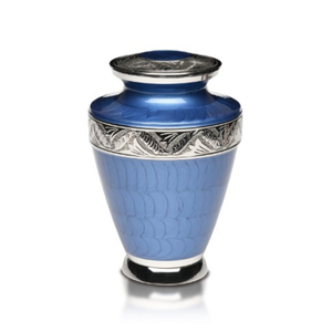 Urne funéraire pour adulte en laiton massif, finition émail rose clair unique avec motif floral gravé plaqué nickel argenté, fabriquée à la main - Product Image 3