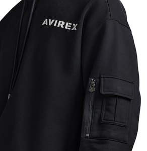 เสื้อฮู้ดผู้ชาย Avirex สีดำ ทรงปกติ ผ้าฟลีซคอตตอน พิมพ์ลายโลโก้ด้านหลัง สวมใส่สบายๆ สำหรับฤดูใบไม้ร่วง - Product Image 6
