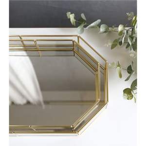 Bandeja Decorativa de Metal Dorado de Lujo, Redonda con Espejo, Organizador de Joyas, Bandeja de Servicio Moderna para Mesa de Centro, Decoración del Hogar - Product Image 4