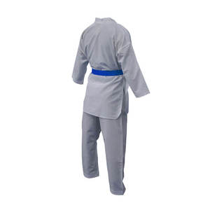 Dobok de Taekwondo Gris avec Patch Noir, Col en V, Uniforme en Polycoton pour Adultes Unisexe, Personnalisable OEM, Fourniture en Gros, Uniforme d'Arts Martiaux Respirant - Product Image 4