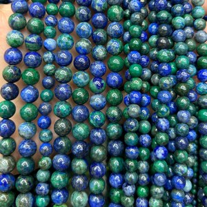 Perles rondes lisses en lapis-lazuli vert naturel, perles de lapis-lazuli en vrac pour la fabrication de bijoux, fournisseur de pierres précieuses en gros - Product Image 5