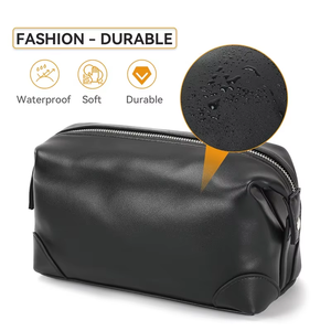 Premium Leather Men Large Zipper Candy Pattern Dopp <b>Kit</b> Organizer Bag Waterproof Travel Cosmetic <b>Shaving</b> Storage Bag - Product Image 3
