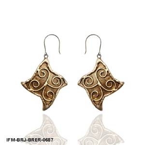 ต่างหูทองเหลืองทรงเรขาคณิตทำมือ ดีไซน์ลวดลายนามธรรม เครื่องประดับสไตล์วินเทจสำหรับผู้หญิง เหมาะสำหรับงานปาร์ตี้ - Product Image 1