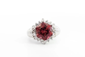 Vintage Women's Alloy 925 <b>Silver</b> Plated Diamond Square Cut Prong Setting Engagement Gemstone IGI Certified January Birthstone - Product Image 2