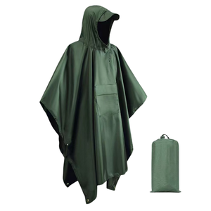 Poncho de pluie imperméable vert à capuche avec poche avant, unisexe, pour adulte, vêtement d'extérieur, design léger et compact - Product Image 1