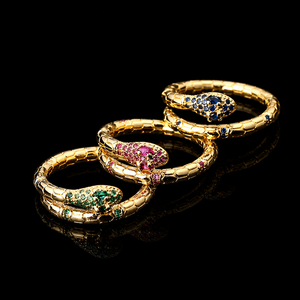 Anillo con Diseño Atractivo en Forma de Serpiente con Circonita Cúbica de Color Diamante, Chapado en Plata 925, Acero Inoxidable, Joyería Glam para Fiestas Unisex - Product Image 5