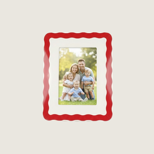 Red Decorative Photo <b>Frame</b> Wavy Border Picture <b>Frame</b> Elegant Home Decor Family Photo Display Tabletop <b>Wall</b> Hanging <b>Frame</b> - Product Image 1