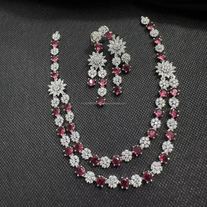 Conjunto de joyería nupcial de diamante americano clásico, collar y pendientes de dos piezas para boda, estilo clásico de moda - Product Image 1