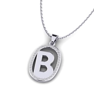 Stylish Silver + moissanite Plated Design B Letter <b>Pendant</b> With Charm <b>Crystal</b> Hip hop Style Unisex Jewelry <b>pendant</b> - Product Image 2