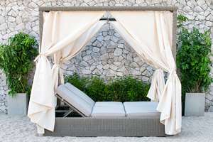 JERSEY <b>Outdoor</b> Daybed with Canopy Wicker Poolside <b>Cabana</b> <b>Bed</b> for Resort and Villa - Product Image 4