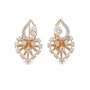 Namivaa - Juego de pendientes con colgante de circonita cúbica marquesa floral en oro rosa de 14 quilates para mujer, joyería fina de alto brillo, regalo para bodas y fiestas - Product Image 4