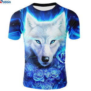 Custom Designed <b>Men's</b> Wolf 3D Print T-Shirt Short Sleeve O-Neck Casual <b>Animal</b> Pattern Breathable Regular Fit Polyester Shirt - Product Image 5