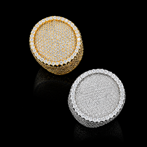 High Quality 10K Solid Gold Micro Pave Setting Round Ball Shape Face Moissanite Diamond Full <b>Iced</b> Hip Hop Unisex Wedding Jewelry - Product Image 3