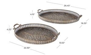 Bandeja de fruta de hierro de Metal con forma ovalada decorativa de lujo, bandejas de decoración nórdica de cobre en relieve antiguo para el hogar para boda - Product Image 4