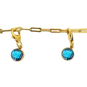 Breloque en pierre précieuse ronde en quartz bleu aqua 6MM |   Pendentif avec fermoir mousqueton plaqué or pour bijoux DIY - Product Image 1