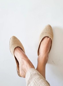 Raffia <b>Slides</b>, Handmade Moroccan shoes, Raffia Women babouch, Flats - Product Image 3
