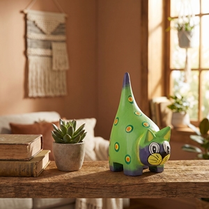 Figurine artisanale en bois d'albizia vert, queue de chat, peinte à la main, statue d'animal en bois, décoration rustique pour la maison, ornement de jardin, cadeau - Product Image 3