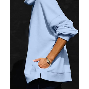 เสื้อฮู้ดคอเต่าผู้หญิง OEM ผ้าฝ้ายฟลีซ พิมพ์โลโก้ตามสั่ง เสื้อผ้าลำลอง ผู้ผลิตและจำหน่ายส่ง - Product Image 4