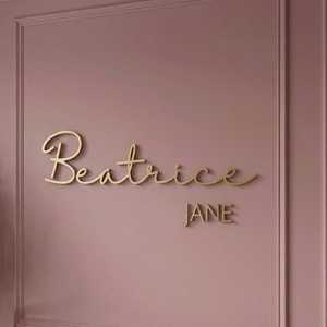 Handcrafted <b>Wooden</b> Custom Name <b>Sign</b> Script Wall Art Decor Personalized Family Name Board - Product Image 1