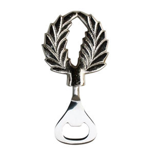Abridor de Botellas Clásico con Corona de Laurel Metálica, Elegante, Plateado, de Aleación de Zinc, Herramienta para Abrir Tapas de Cerveza, Regalo Vintage para Bodas - Product Image 1