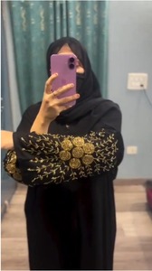 Elegant Hand Embroidered Floor Length Abaya <b>For</b> Women <b>Long</b> Sleeve Breathable <b>Eid</b> Wear - Product Image 2