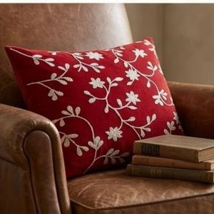 Best Selling Products <b>Red</b> Floral Embroidered Cotton <b>Throw</b> Pillow Rectangle Washable Decorative Cushion Cover - Product Image 4