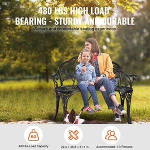 Panca da Giardino per Esterni da 38,8 Pollici con Schienale, Capacità di Carico 480 Libbre, Panca in Metallo per Parco o Giardino - Product Image 3